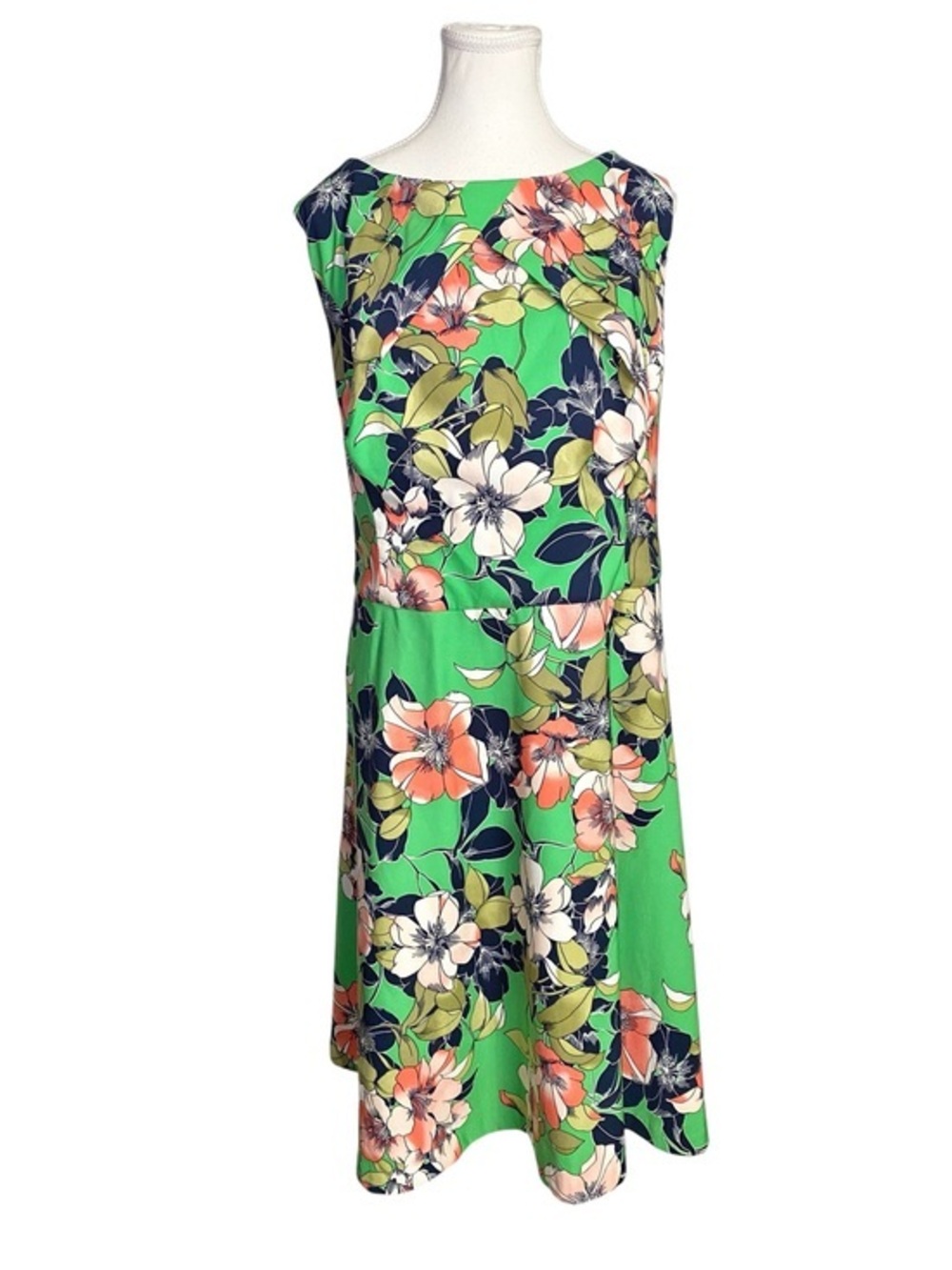 Dressbarn cb established 1962 Green Floral Sleeveless Dress Plus Size 22